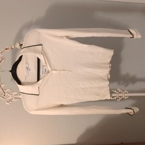 Frame Long Sleeved Silk Blend Polo Ivory Size M
